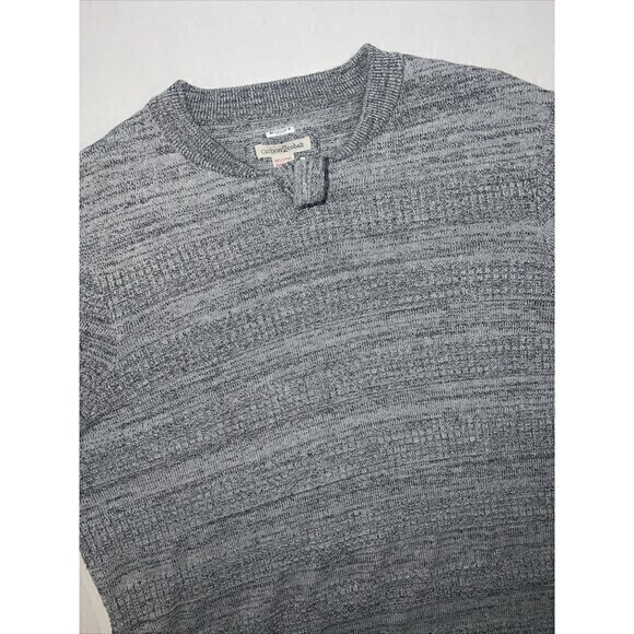 Carbon 2 Cobalt Striped Elbow Patch Gray Textured Sweater‎ Men Size Large - Picture 3 of 9